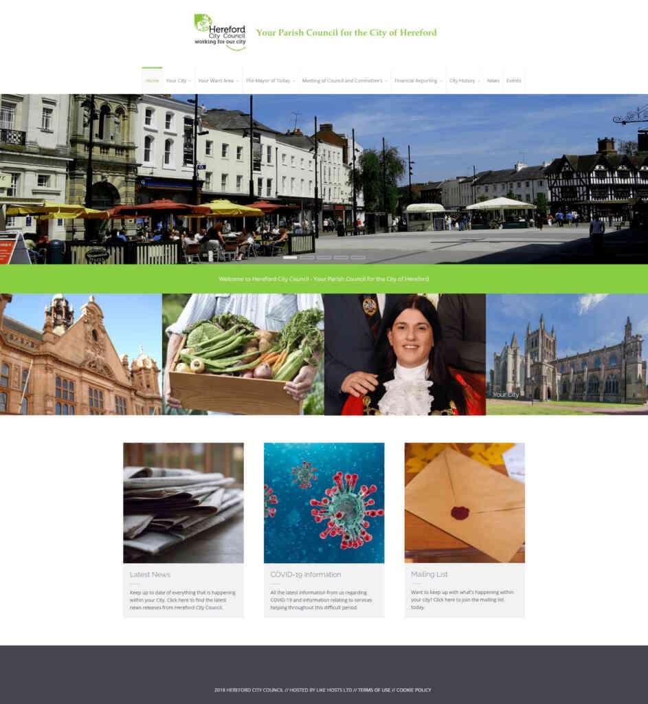 Original Hereford City Council website home page