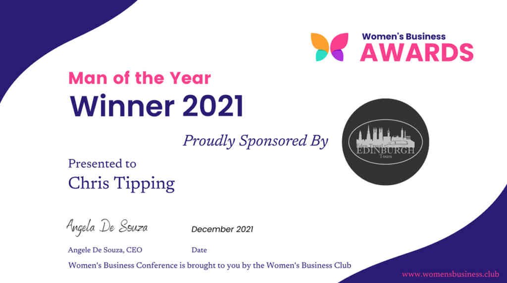 Chris Named 'Man of the Year' at the Women's Business Awards!